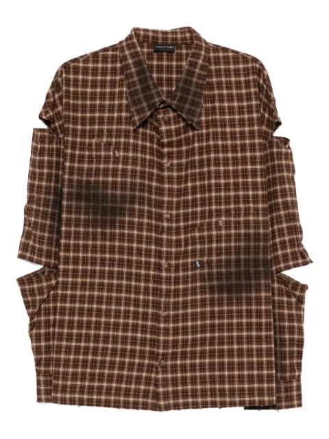 MADFRENZY checked-print deconstructed-sleeve shirt