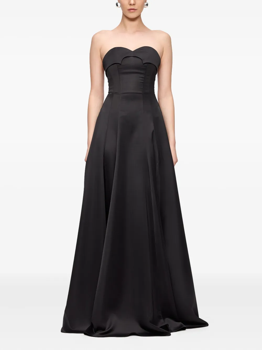 V:PM ATELIER Noir maxi-jurk met sweetheart-halslijn - Zwart