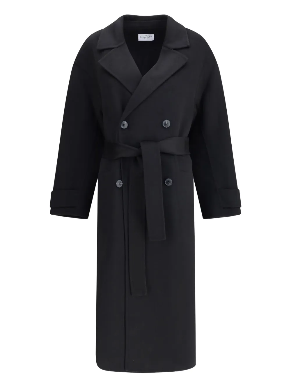 The Dynamis Studio Belted Double-breasted Coat In Black