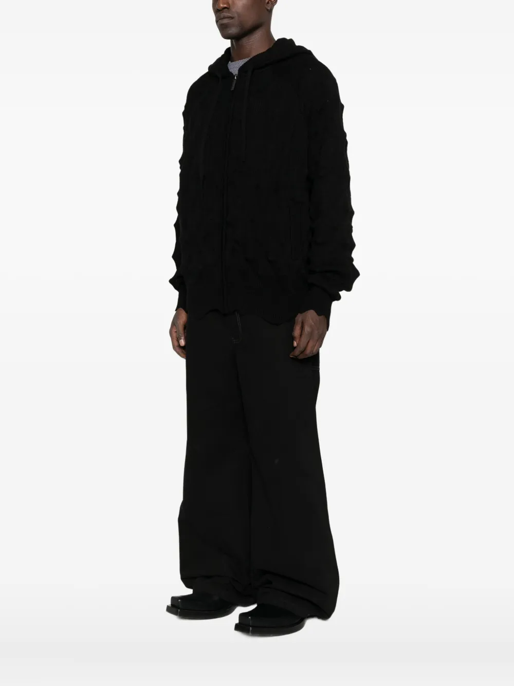 Madfrenzy Spiked Zip-up Hoodie In Black