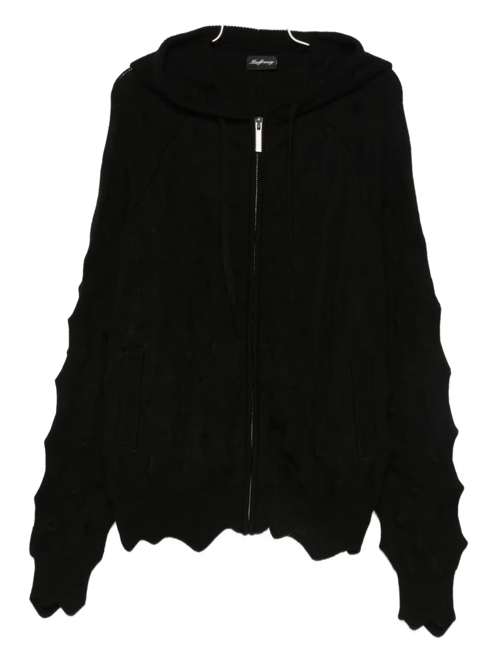 Madfrenzy Spiked Zip-up Hoodie In Black