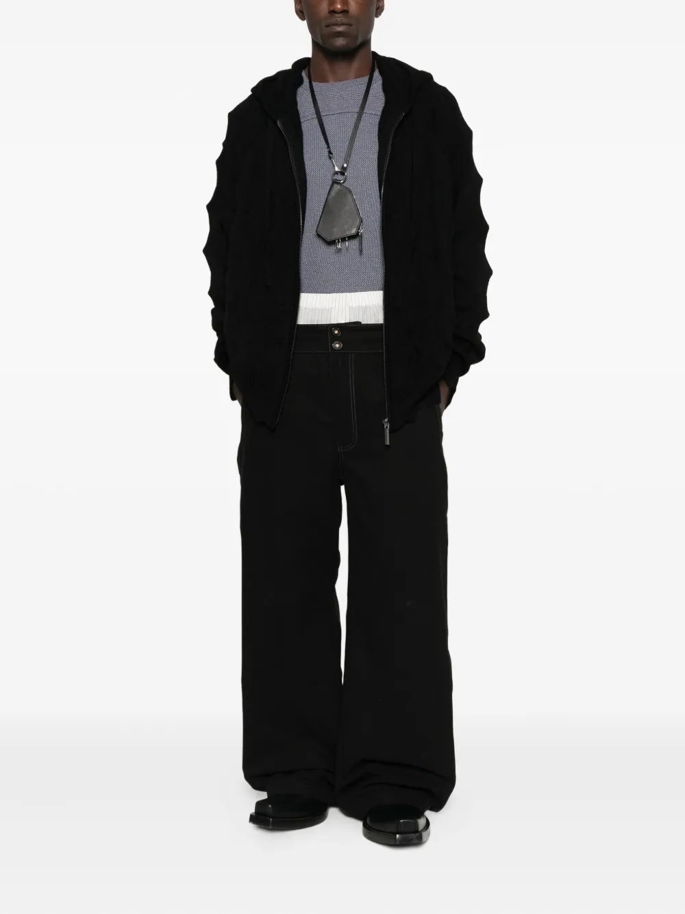 Madfrenzy Spiked Zip-up Hoodie In Black
