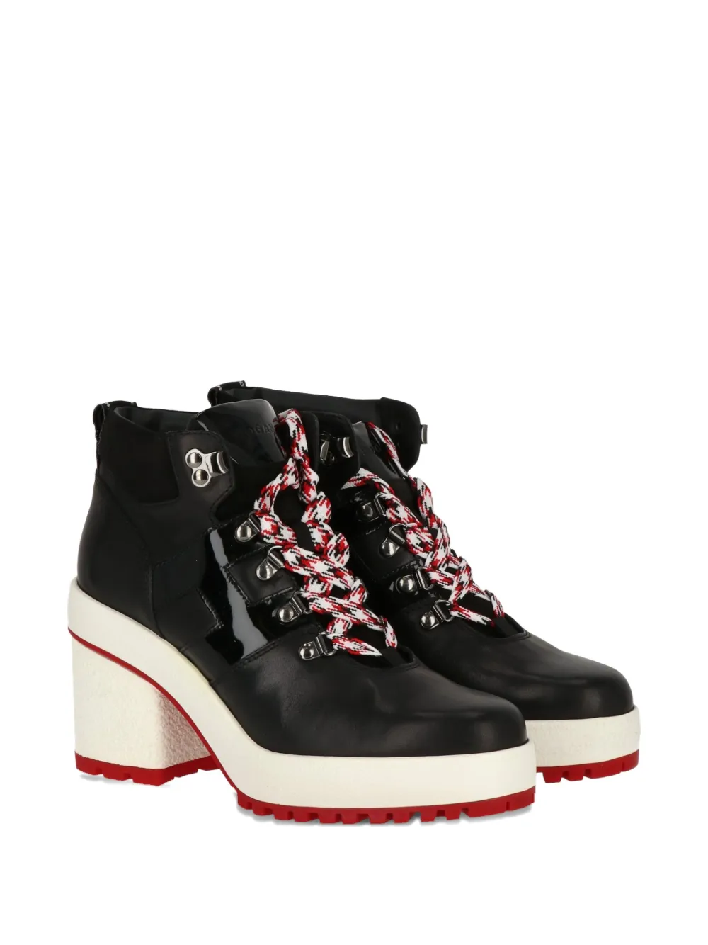 Hogan Lace-up Platform Ankle Boots In Black