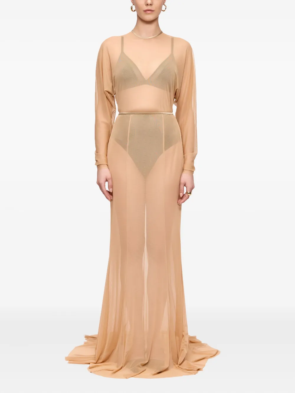 V:PM ATELIER Kosa maxi-jurk met lange mouwen - Beige