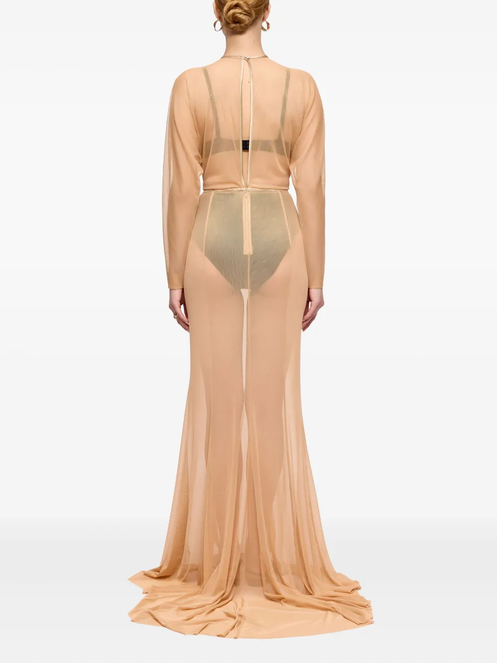 V:pm Atelier Kosa Long-sleeve Maxi Dress In Neutral