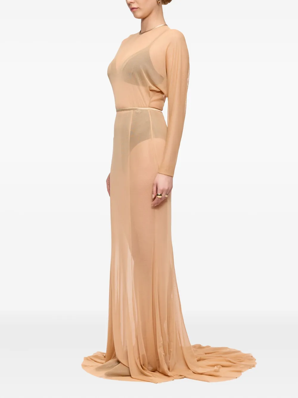 V:pm Atelier Kosa Long-sleeve Maxi Dress In Neutral