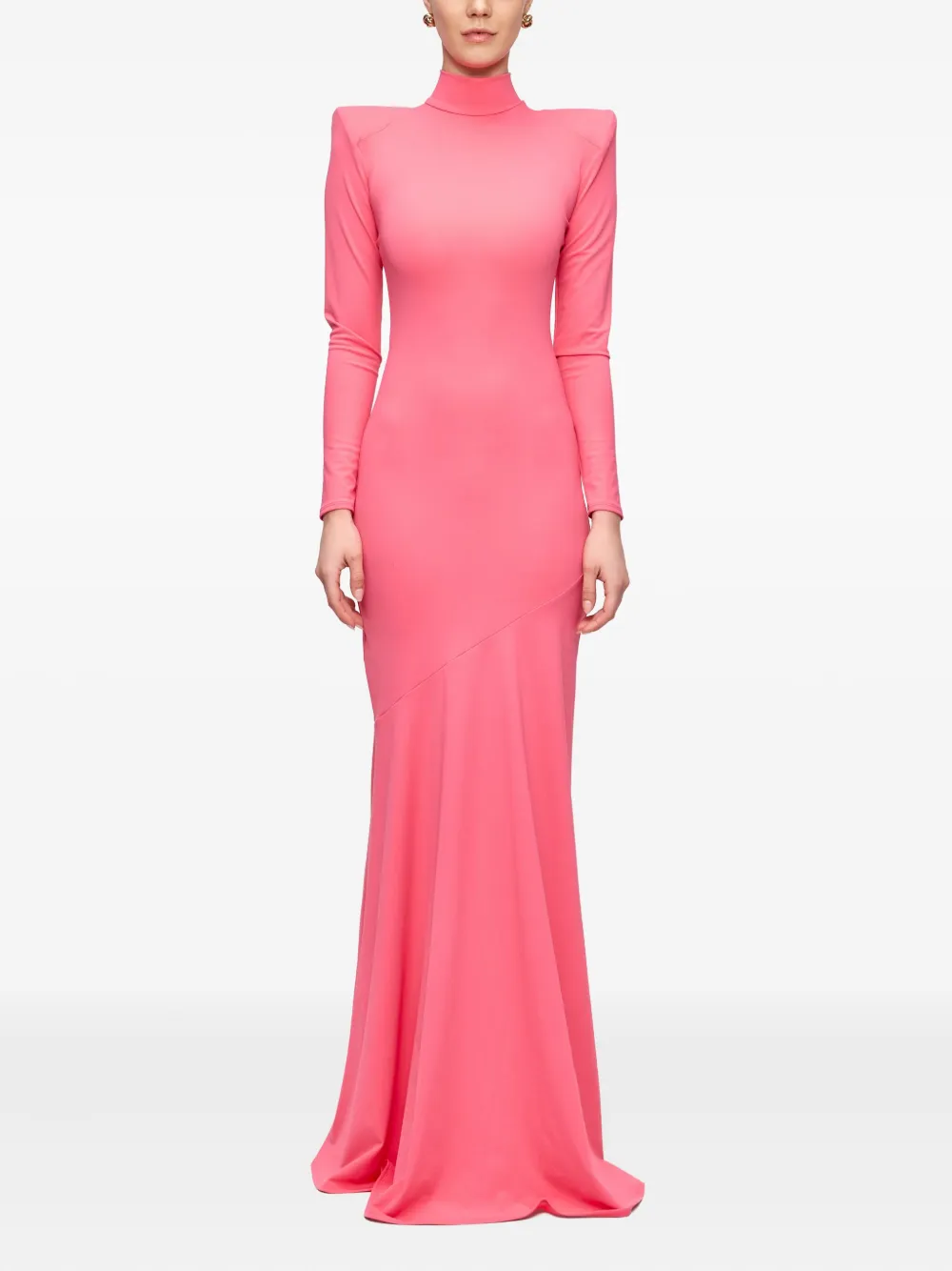 V:PM ATELIER Irma flared maxi-jurk met hoge hals - Roze