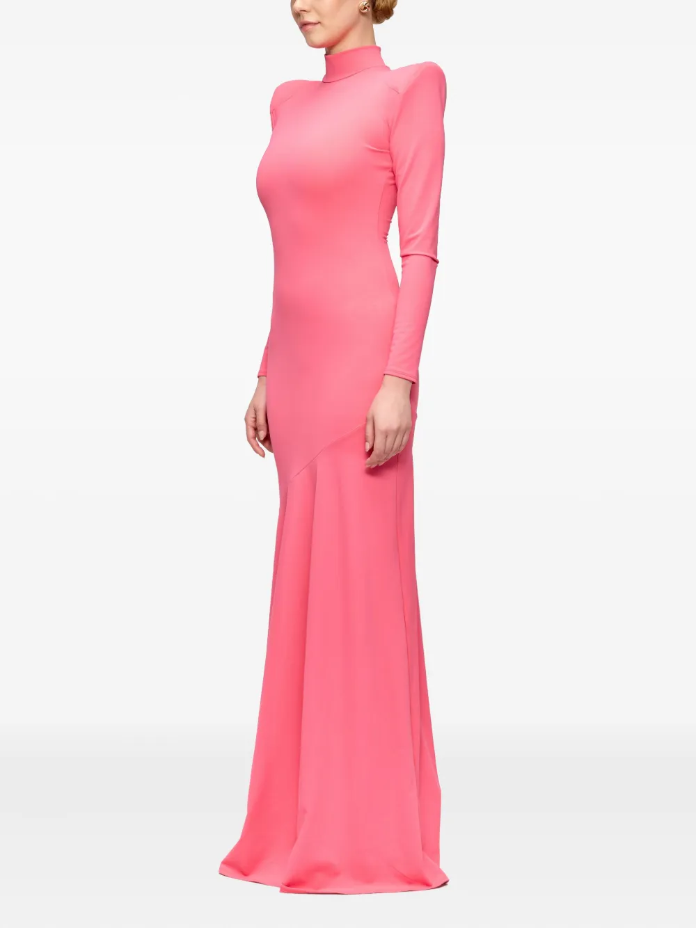 V:pm Atelier Irma High-neck Flared Maxi Dress In Brown