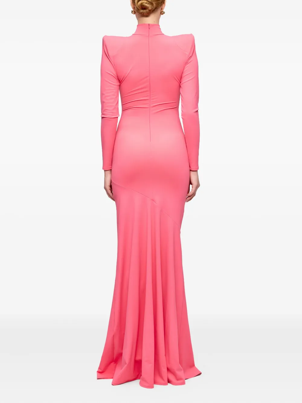 V:pm Atelier Irma High-neck Flared Maxi Dress In Brown