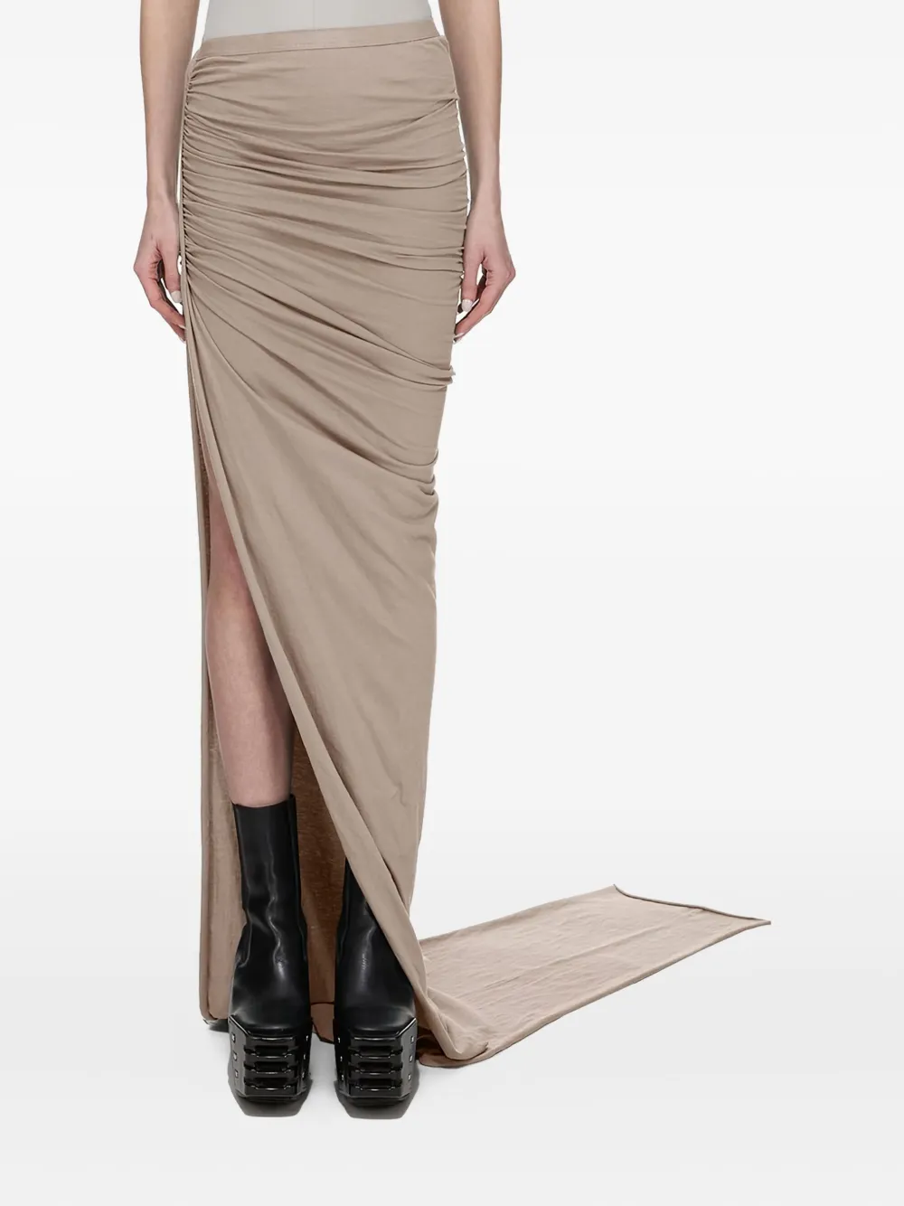 Rick Owens DRKSHDW draped split asymmetric skirt Beige