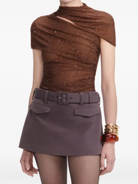 Self-Portrait rhinestone mesh cut out top