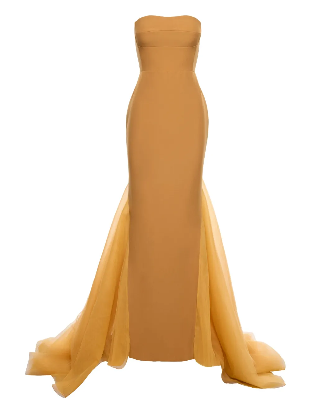 V:pm Atelier Strapless Tulle-overlay Gown In Yellow