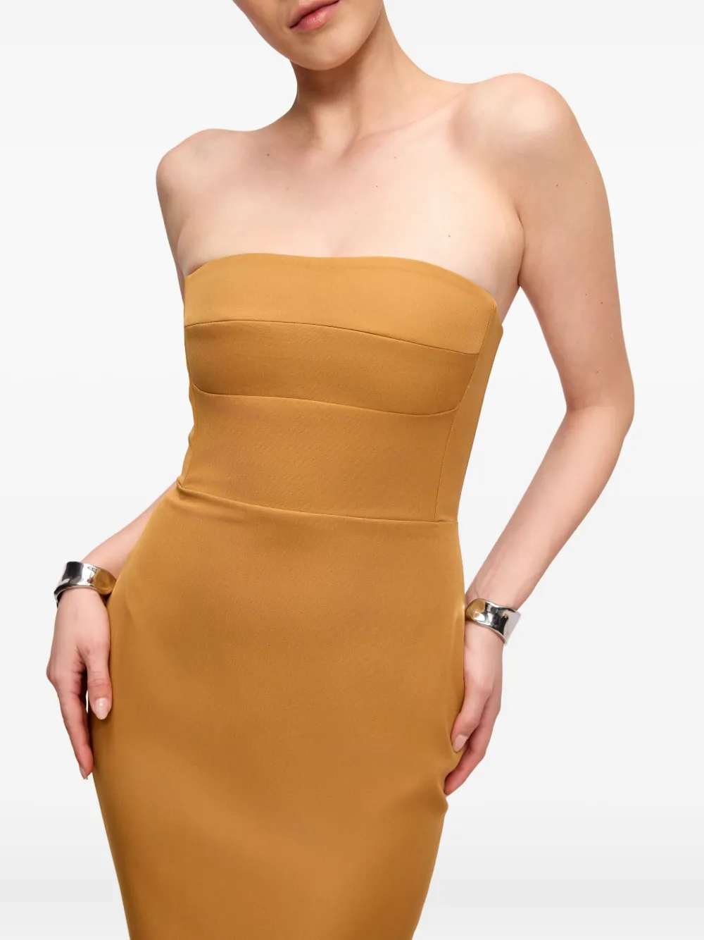V:pm Atelier Strapless Tulle-overlay Gown In Yellow