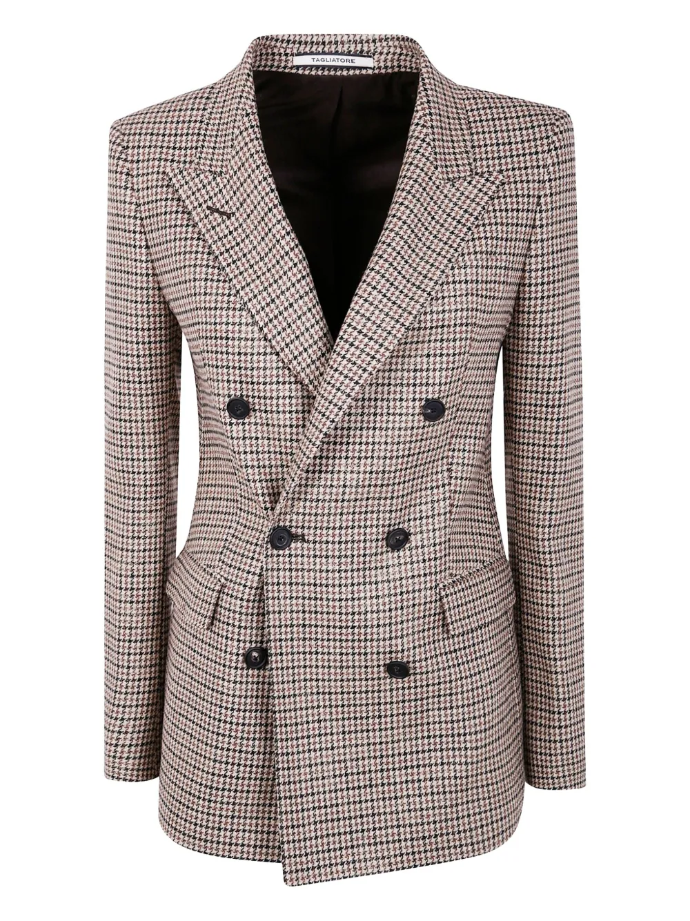 Tagliatore Houndstooth Double-breasted Blazer In Brown