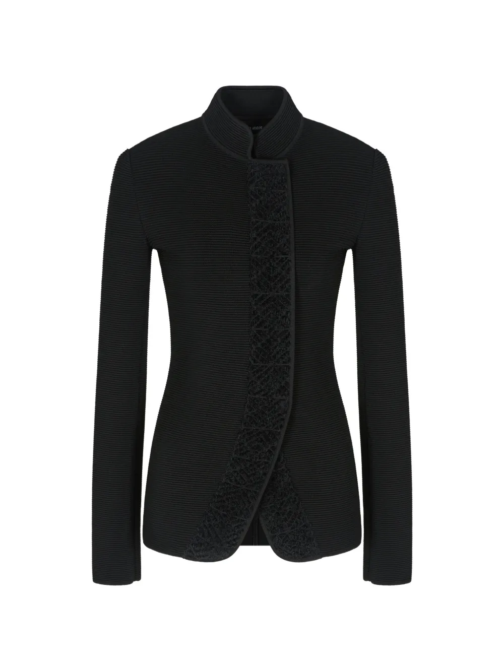 Giorgio Armani Geribbeld jack met hoge hals Zwart