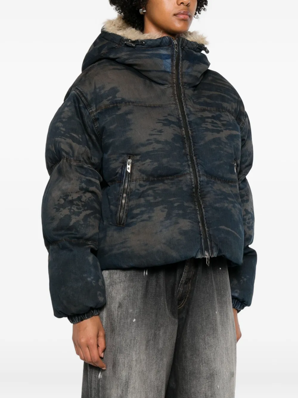 Diesel Camouflage-pattern Padded Jacket In Blue