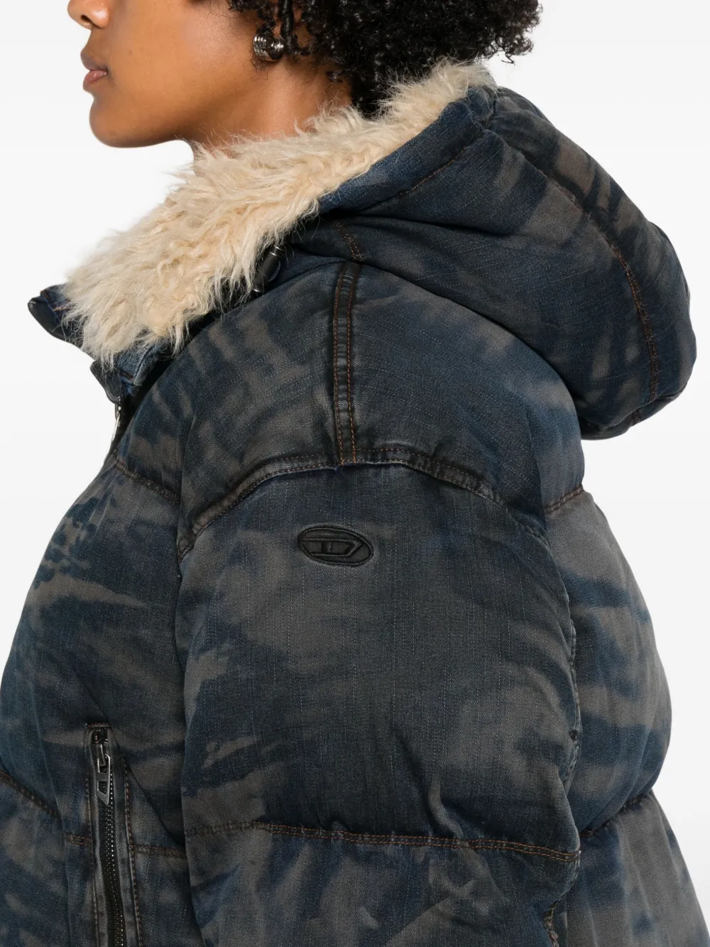Diesel Camouflage-pattern Padded Jacket In Blue