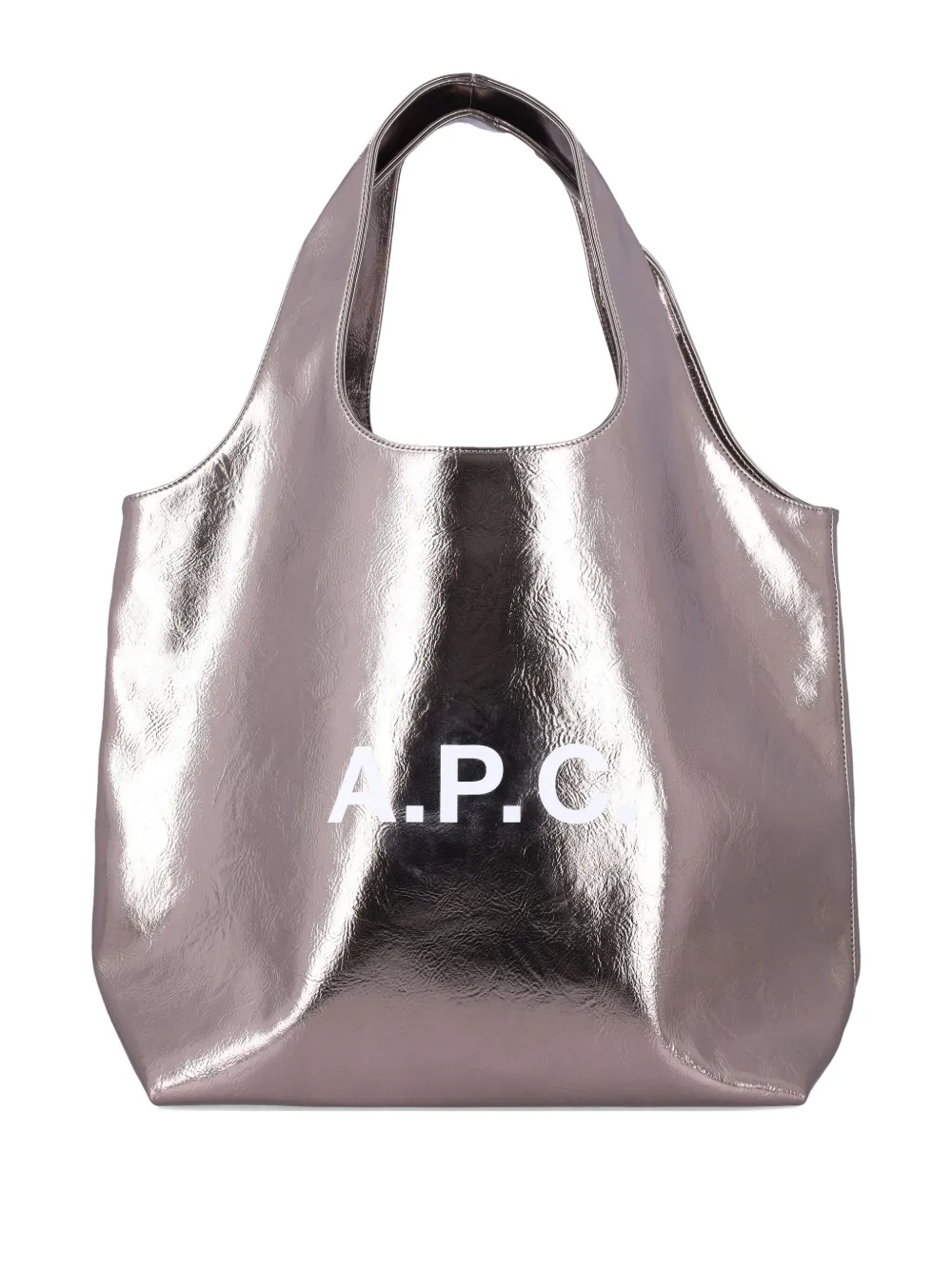 A.P.C. metallic logo tote bag Zilver