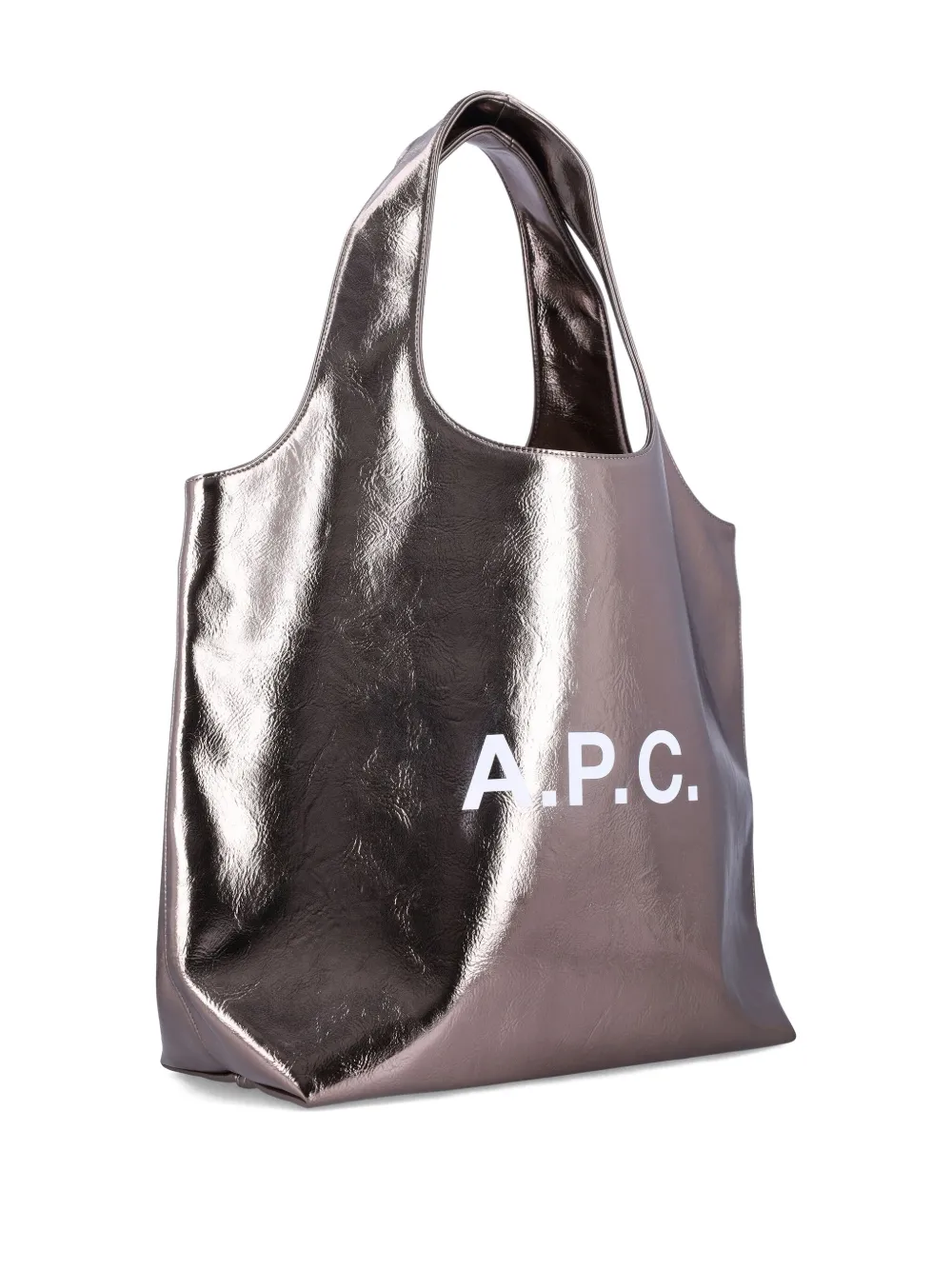 A.P.C. metallic logo tote bag Zilver