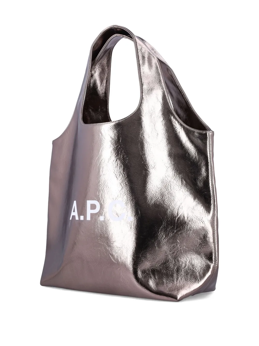A.P.C. metallic logo tote bag Zilver