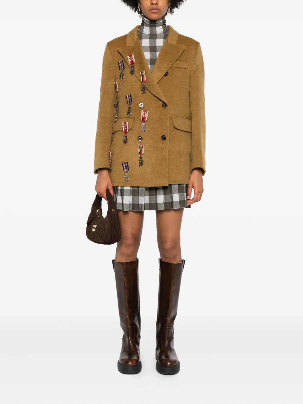 Front Street 8 Wool Double-breasted Jacket In Nude