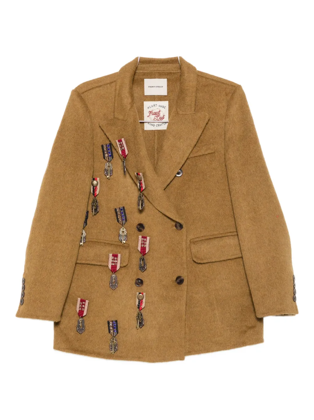 Front Street 8 Wool Double-breasted Jacket In Nude