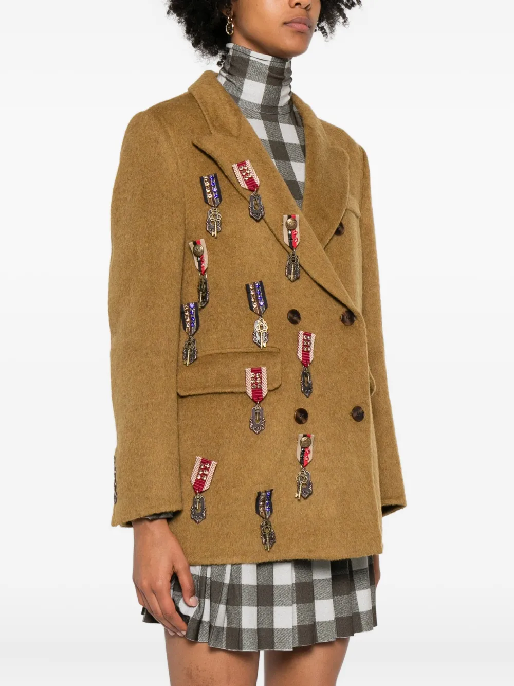 Front Street 8 Wool Double-breasted Jacket In Nude