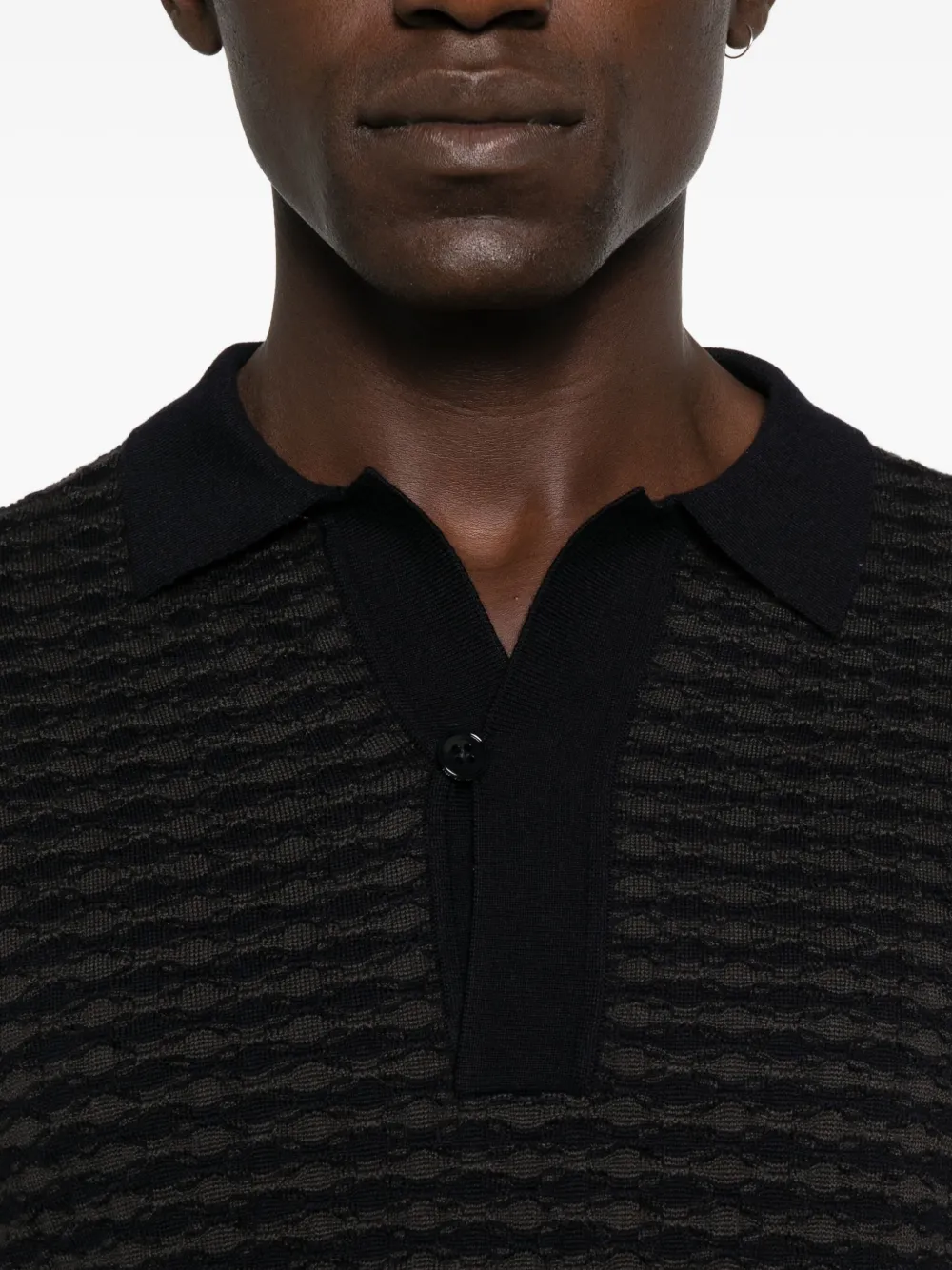 Emporio Armani textured polo shirt Blauw