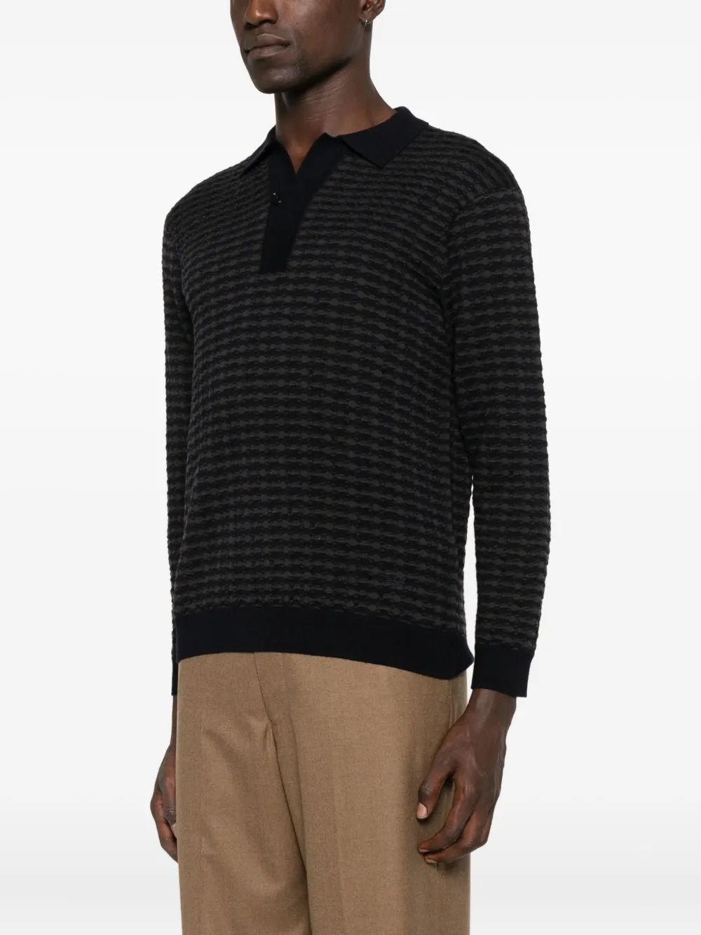 Emporio Armani textured polo shirt Blauw