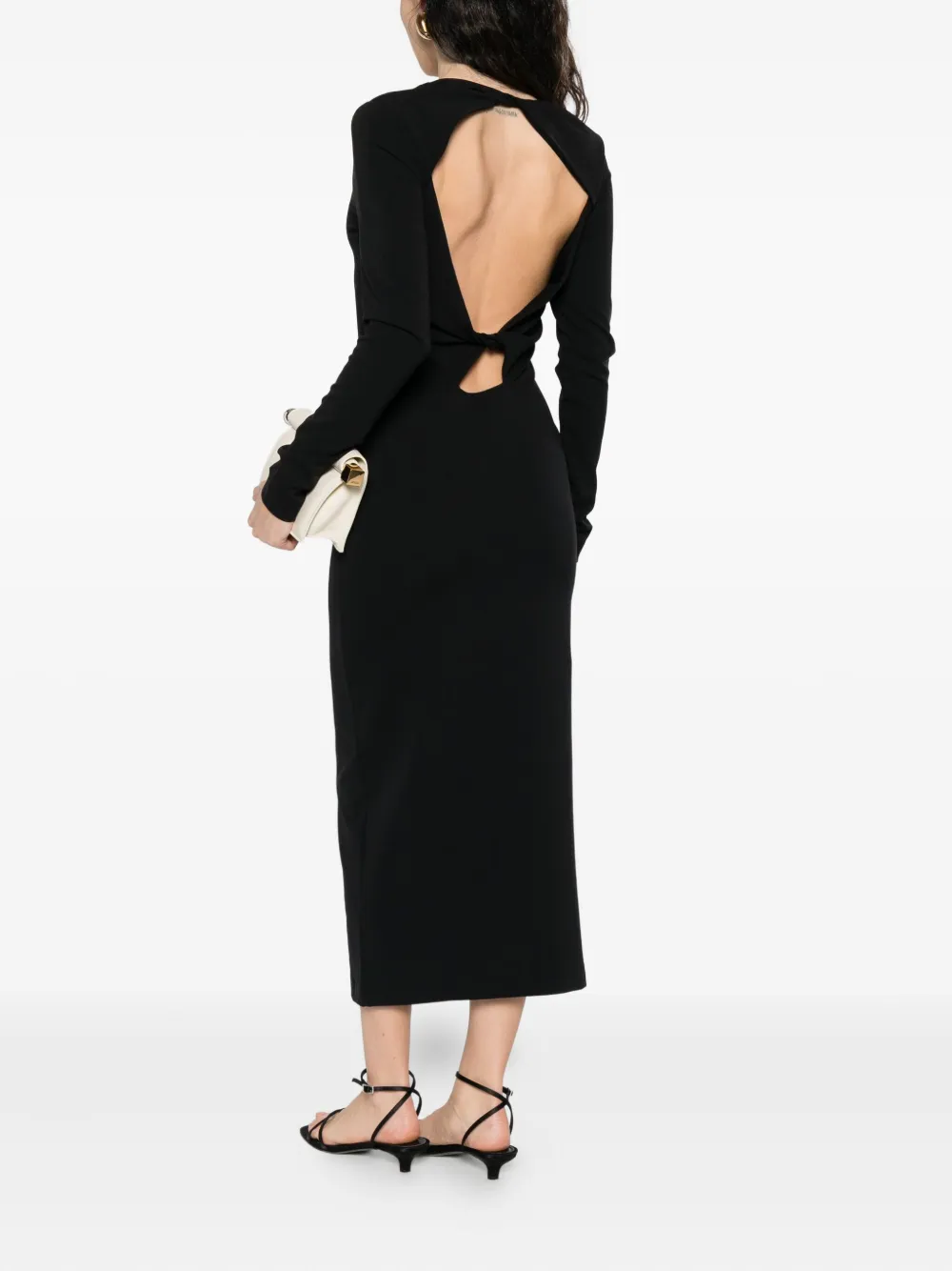 Emporio Armani knot-back long-sleeved day dress - Zwart