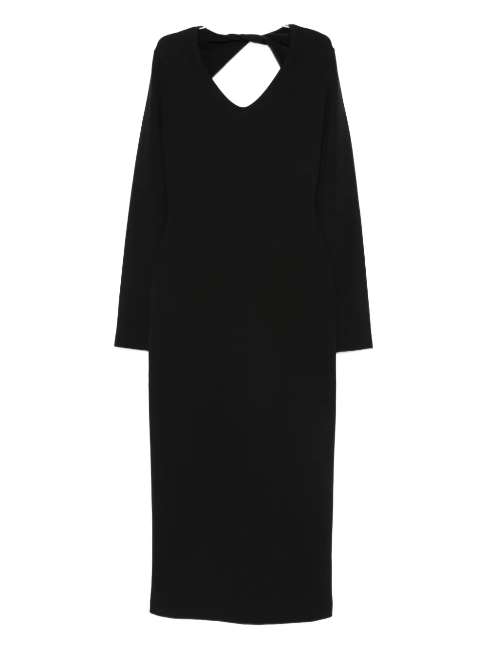 Emporio Armani knot-back long-sleeved day dress Zwart