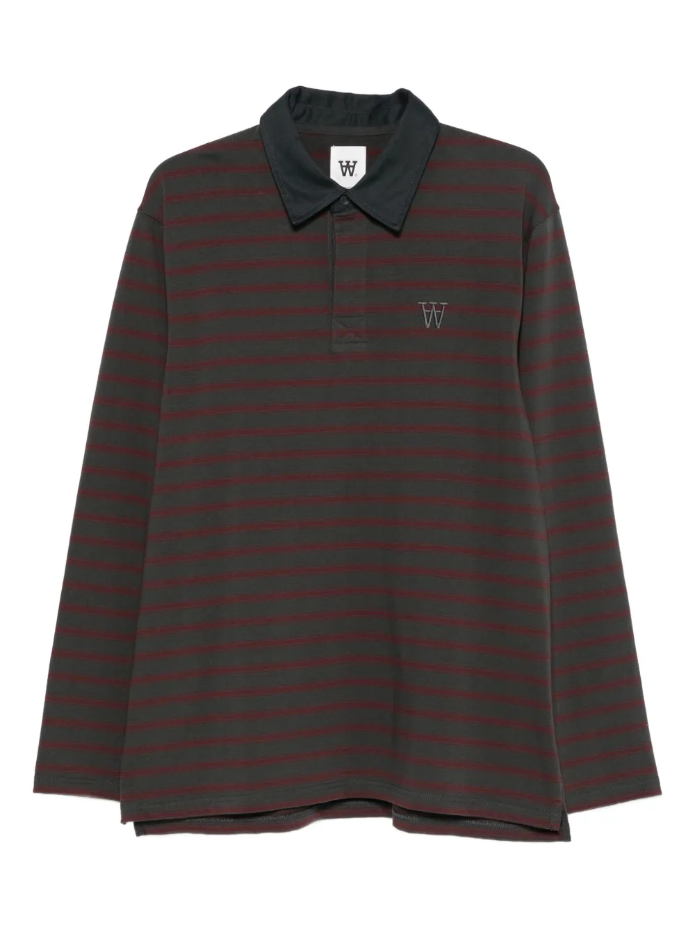 Wood Wood striped long-sleeve polo shirt | Grey | Image 1