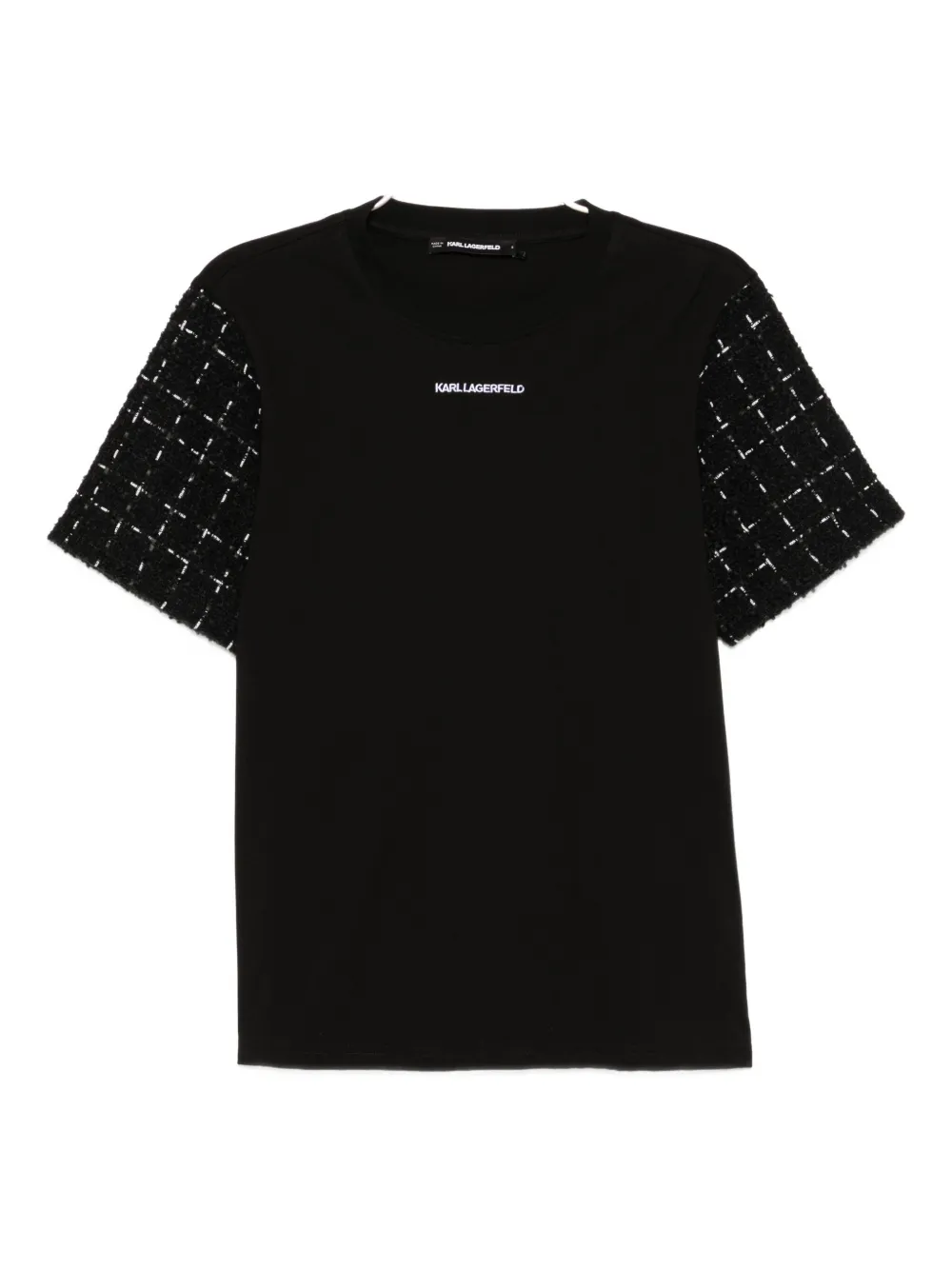Karl Lagerfeld Logo-embroidered Bouclé T-shirt In Black