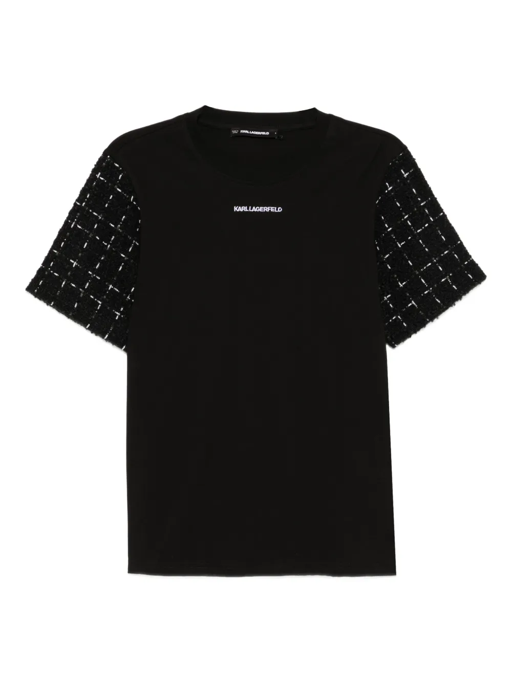 Karl Lagerfeld logo-embroidered bouclé T-shirt - Nero