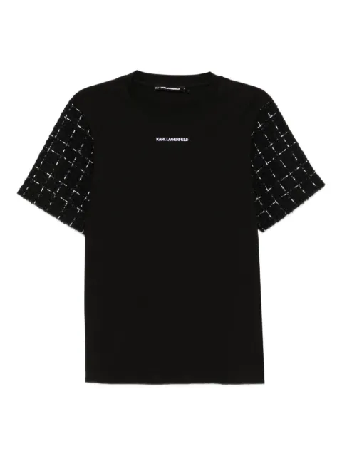 Karl Lagerfeld logo-embroidered bouclé T-shirt