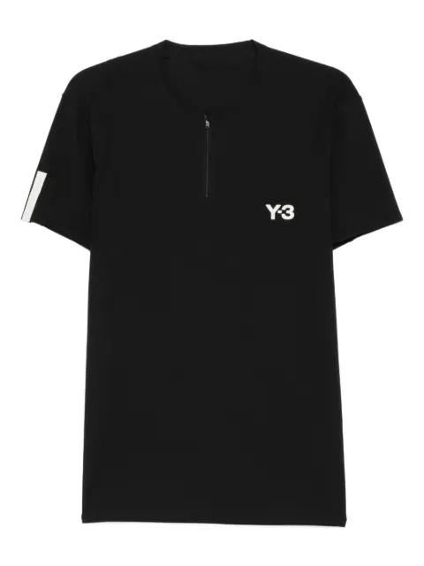Y-3 zip-neck panelled T-shirt