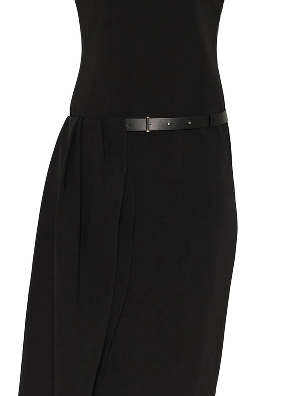Jean Paul Gaultier draped belted midi dress - Zwart