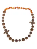 Weekend Max Mara raffia-beaded amber-stone necklace - Gold