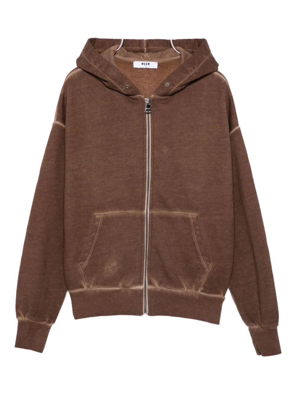 Msgm Zip-fastening Hoodie In Brown