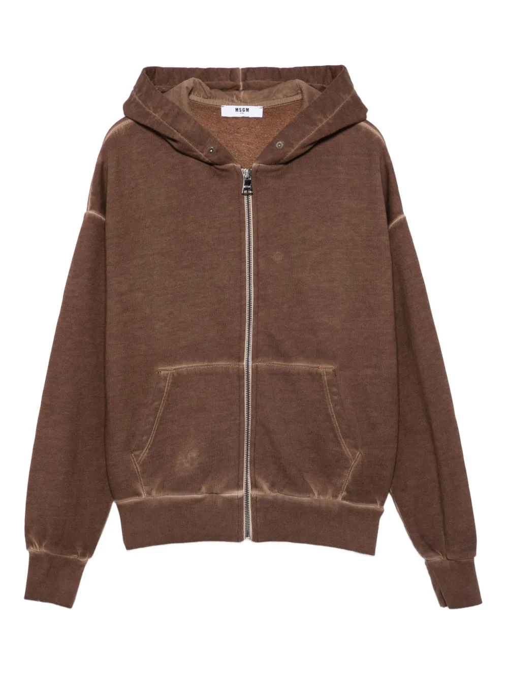 MSGM Kids zip-fastening hoodie | Brown | Image 1