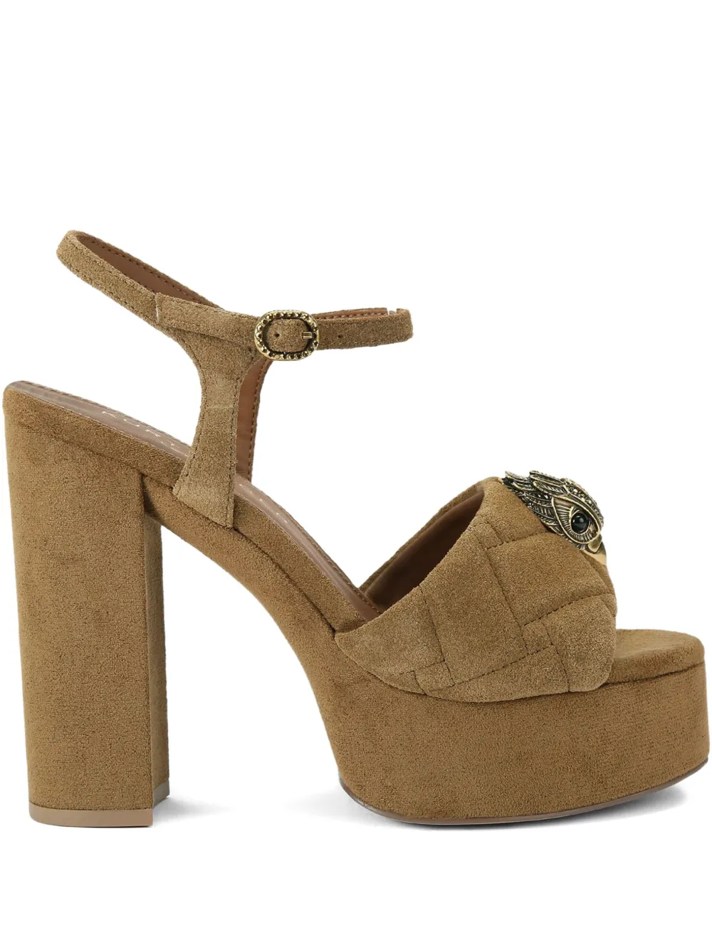 Kurt Geiger London 125 mm gewatteerde sandalen met plateauzool en logodetail Bruin