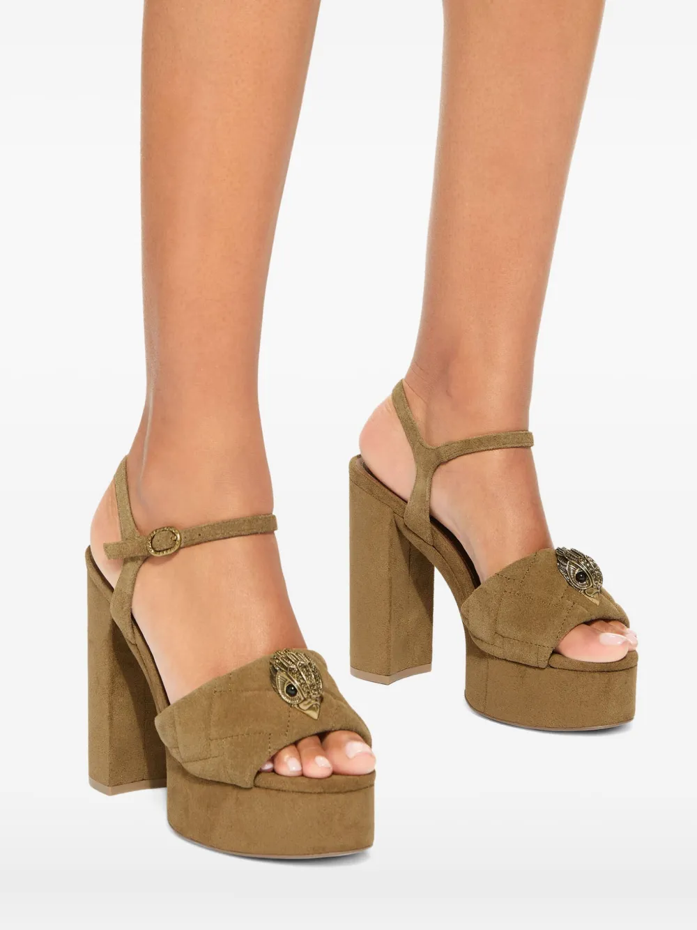 Kurt Geiger London 125 mm gewatteerde sandalen met plateauzool en logodetail Bruin