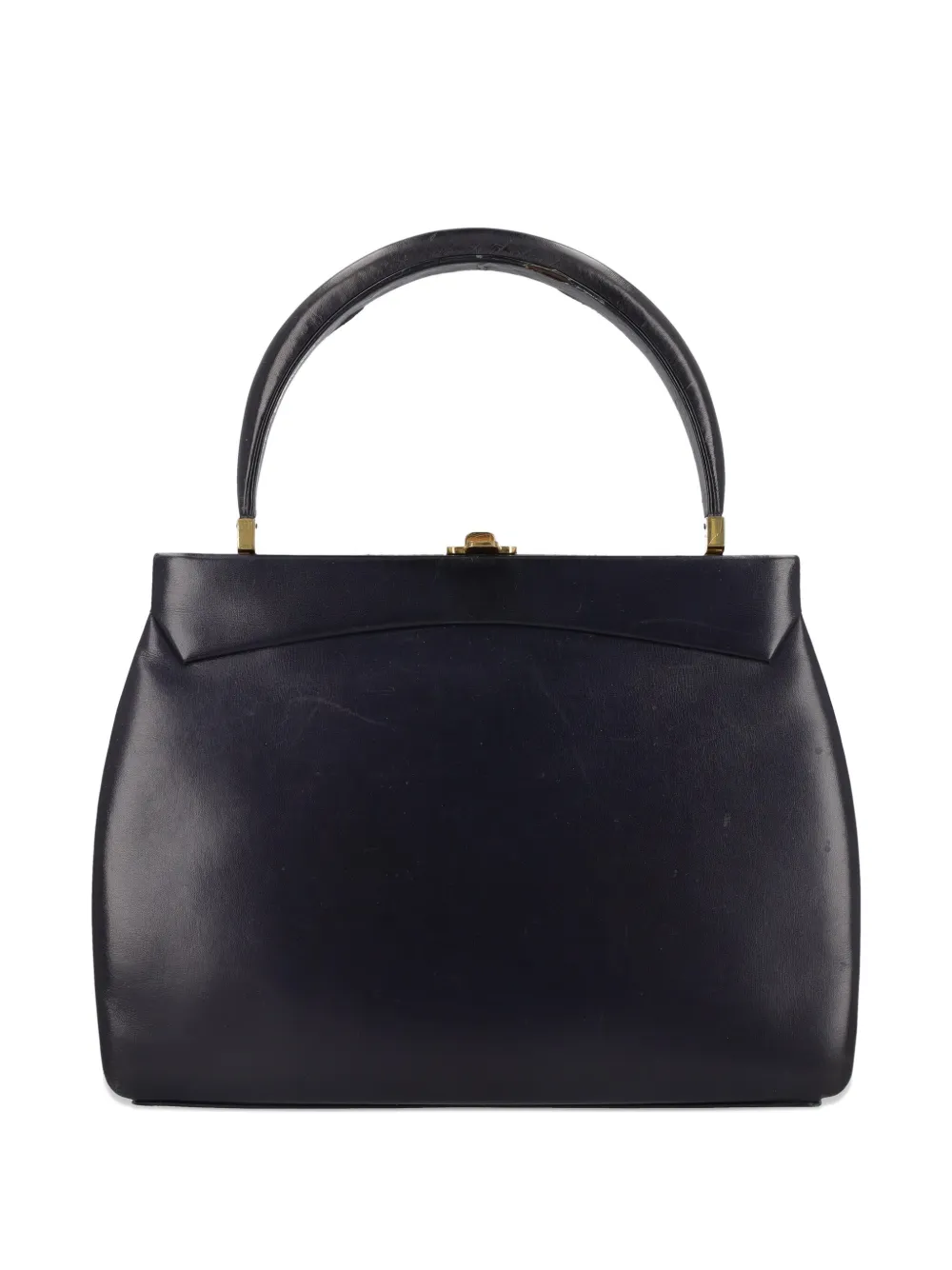 Vintage top-handle leather handbag | Blue | Image 1