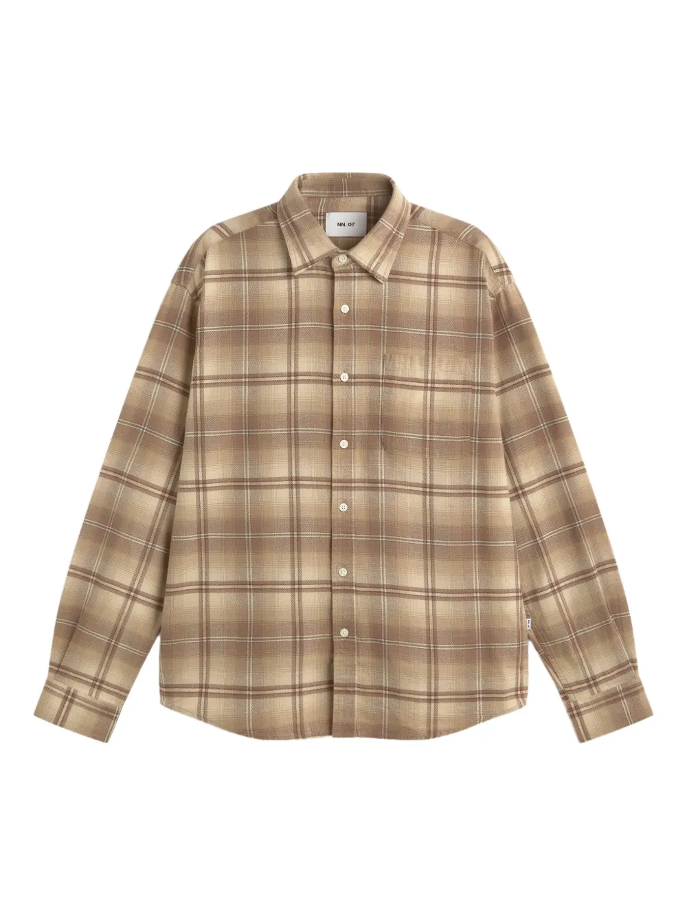 NN07 check-pattern long-sleeve shirt | Brown | Image 1