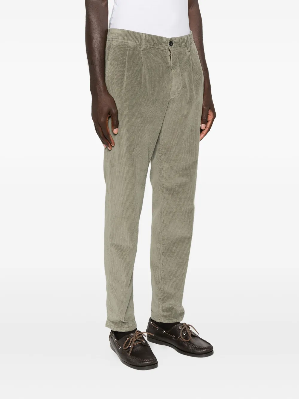 Incotex Pleated Corduroy Trousers In Gray