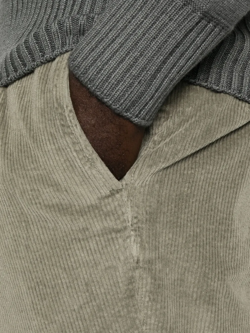 Incotex Pleated Corduroy Trousers In Gray