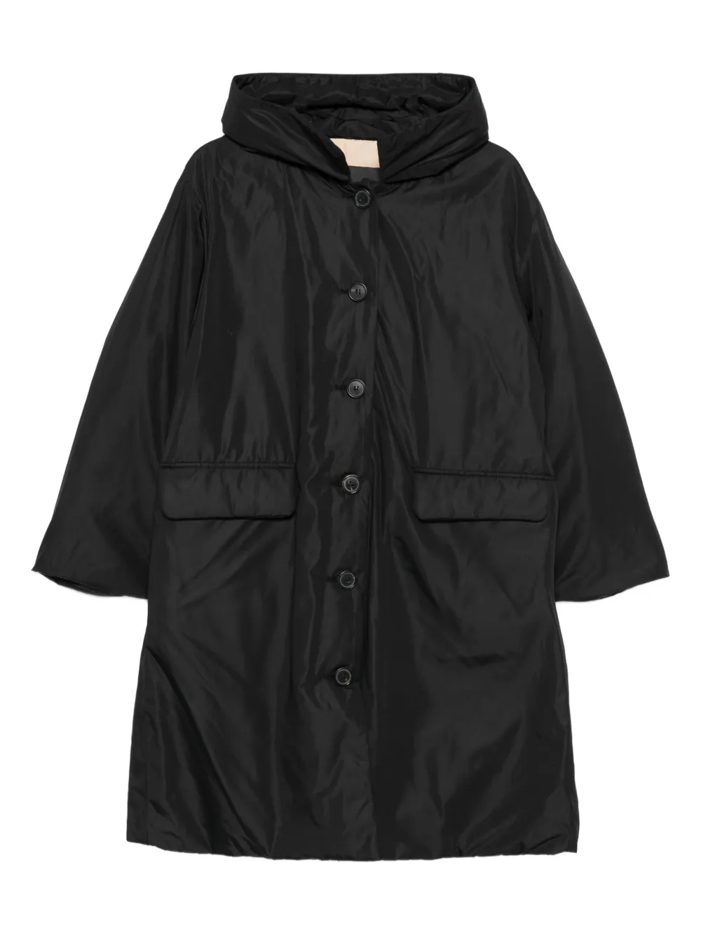 Rosso 35 Hooded Button Coat In Black