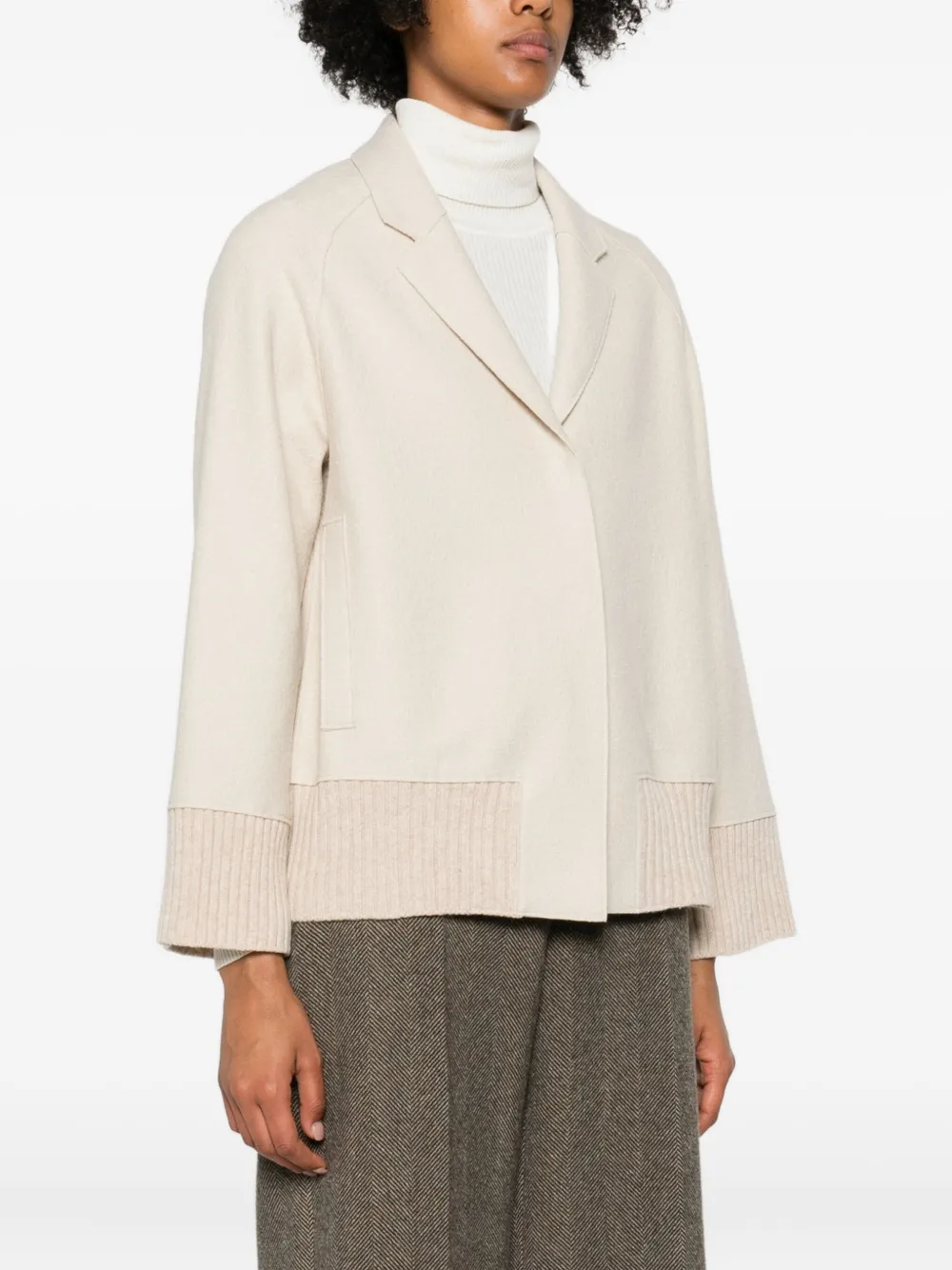 Rosso 35 Ribbed-cuff Button Jacket In Neutral