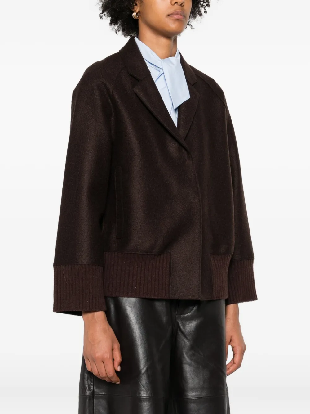 Rosso 35 Ribbed-cuff Wool Jacket In Brown