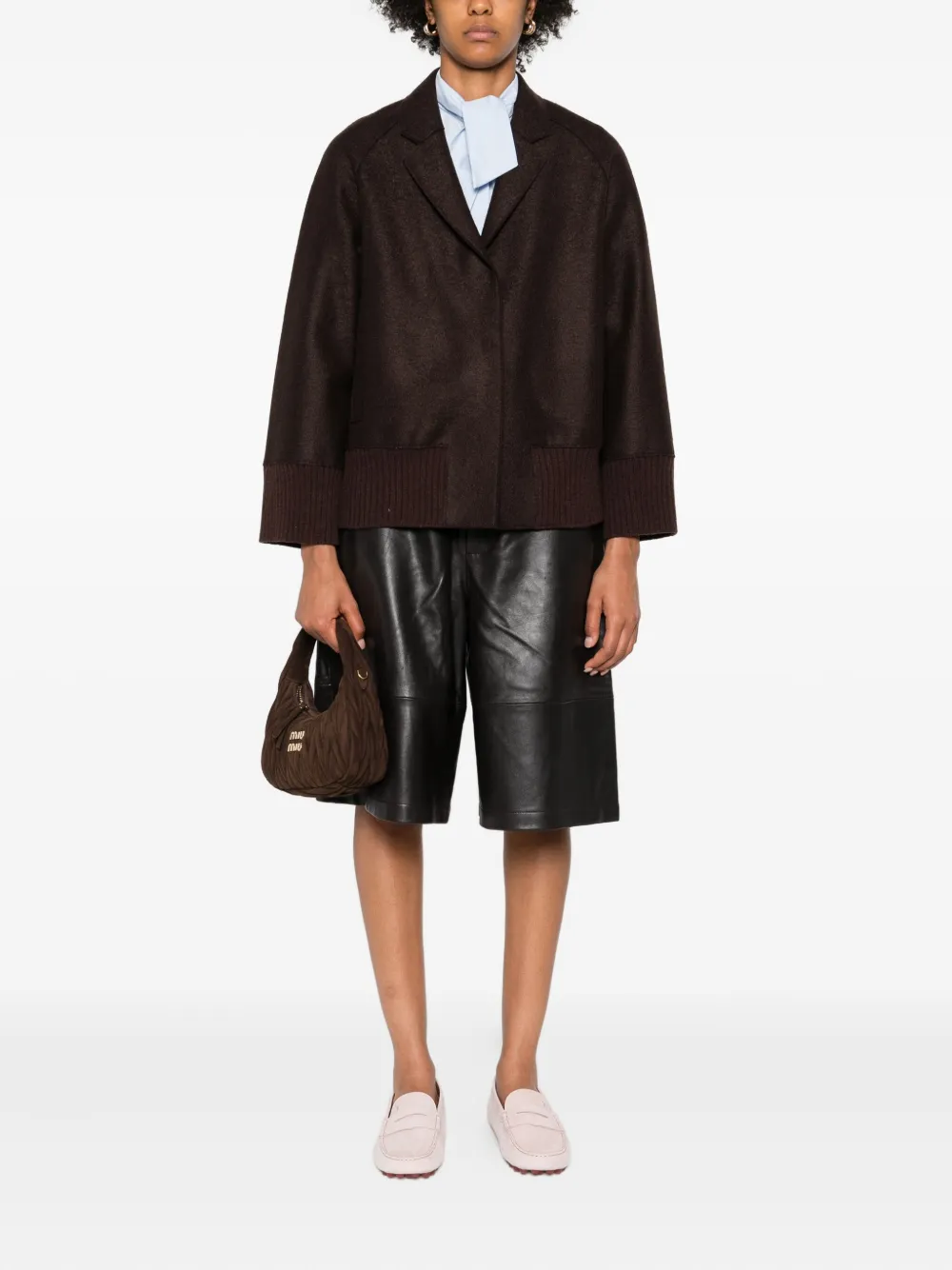 Rosso 35 Ribbed-cuff Wool Jacket In Brown